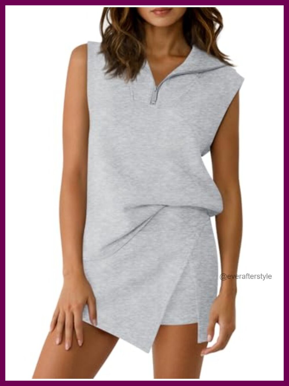 Womens 2 Piece Skirt Set Sleeveless Half Zip Sweatshirt Tennis Skort Outfit